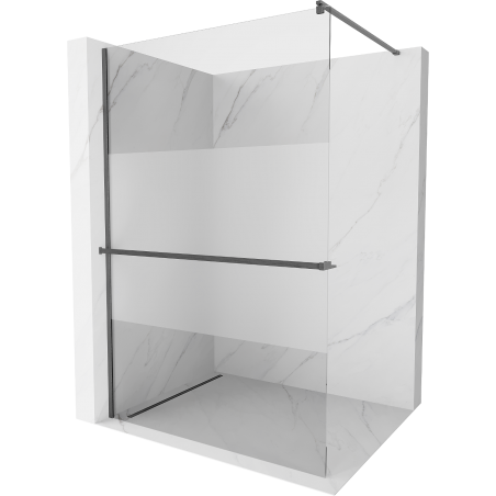 Mexen Kioto+ Duschwand mit Regal Walk-in 80 x 200 cm, transparent/Eis, gun gray gebürstet - 800-080-121-66-35