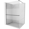 Mexen Kioto+ Duschwand mit Ablage Walk-in 90 x 200 cm, transparent/frost, gebürstetes Gun Gray - 800-090-121-66-35