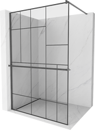 Mexen Kioto+ Duschwand mit Ablage Walk-in 120 x 200 cm, schwarzes Muster, gebürstetes Gun Gray - 800-120-121-66-78