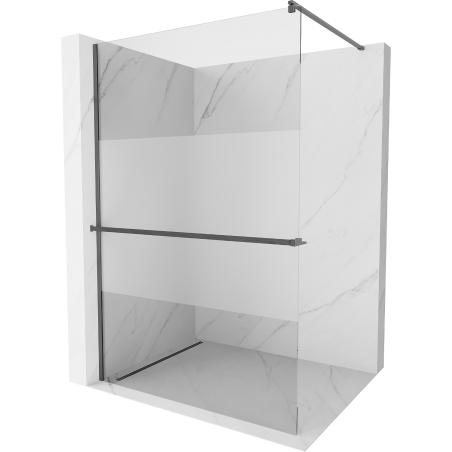 Mexen Kioto+ Duschwand mit Regal Walk-in 140 x 200 cm, transparent/Mattglas, gun gray gebürstet - 800-140-121-66-35