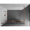Mexen Kioto+ Duschwand mit Regal Walk-in 120 x 200 cm, schwarzes Muster, gebürstetes Kupfer - 800-120-121-65-78