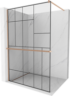 Mexen Kioto+ Duschwand mit Regal Walk-in 140 x 200 cm, schwarzes Muster, gebürstetes Kupfer - 800-140-121-65-78