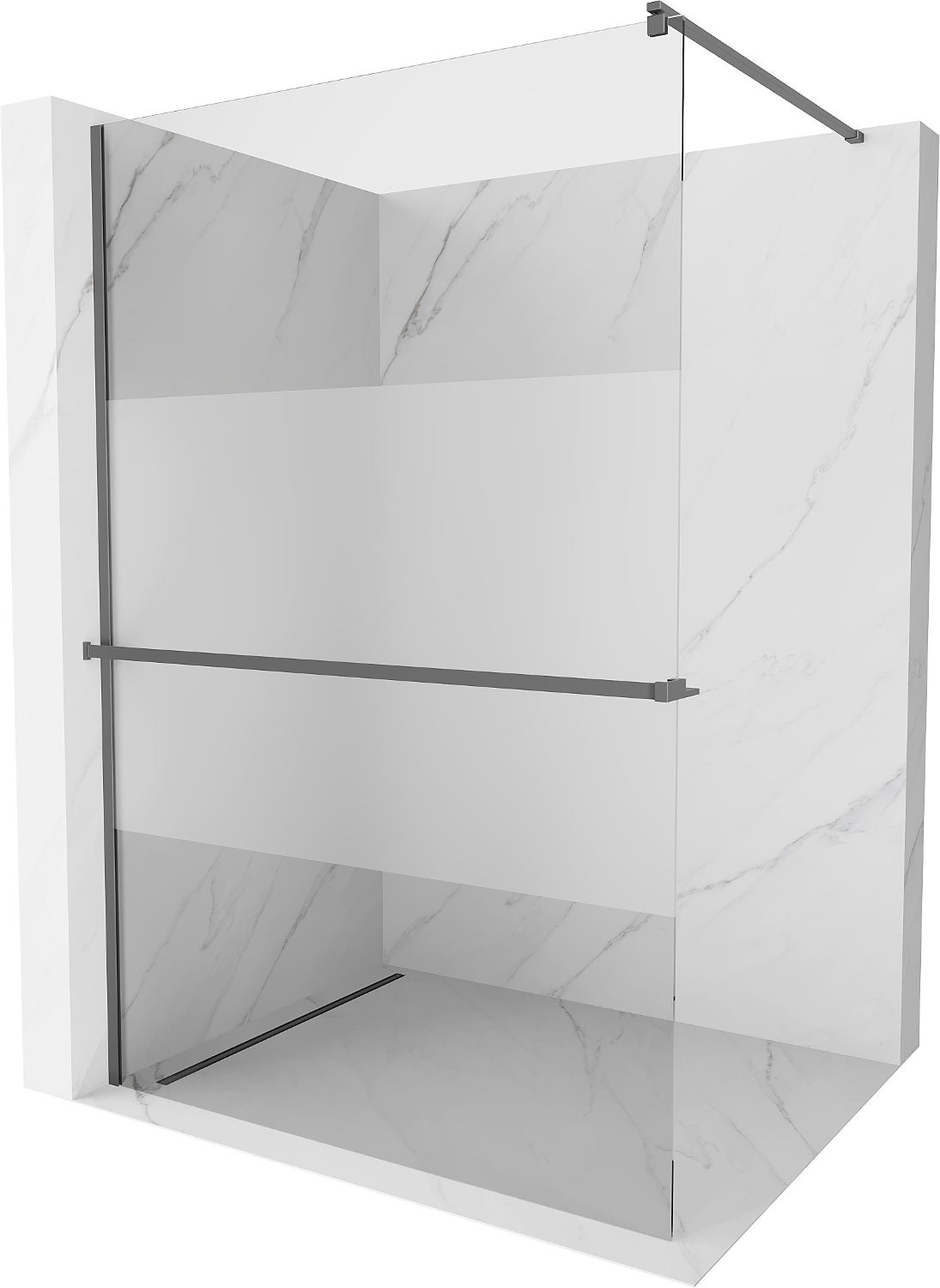 Mexen Kioto+ Duschwand mit Walk-in-Regal 90 x 200 cm, transparent/etrisch, gun metal - 800-090-121-95-35