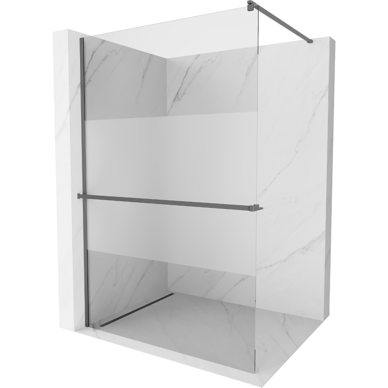 Mexen Kioto+ Duschabtrennung mit Regal Walk-in 100 x 200 cm, transparent/matt, Gun Metal - 800-100-121-95-35