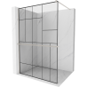 Mexen Kioto+ Duschwand mit Regal Walk-in 140 x 200 cm, schwarzes Muster, gebürsteter Nickel - 800-140-121-97-78