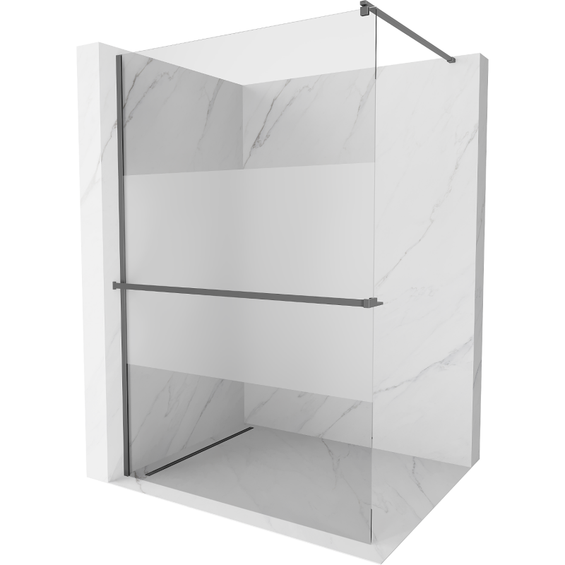 Mexen Kioto+ Duschwand mit Regal Walk-in 120 x 200 cm, transparent/matt, Gun Metal - 800-120-121-95-35