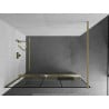 Mexen Kioto+ Duschwand mit Ablage Walk-in 90 x 200 cm, schwarzes Muster, gebürstetes Gold - 800-090-121-55-78