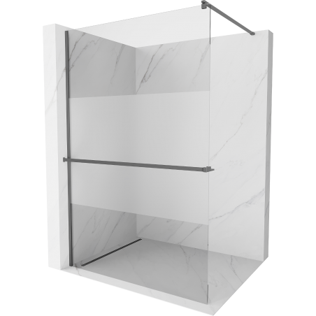 Mexen Kioto+ Duschwand mit Regal Walk-in 130 x 200 cm, transparent/matt, Gun Metal - 800-130-121-95-35