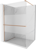 Mexen Kioto+ Duschwand mit Ablage Walk-in 70 x 200 cm, transparent/Eis, gebürstetes Kupfer - 800-070-121-65-35