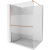Mexen Kioto+ Duschwand mit Ablage Walk-in 130 x 200 cm, transparent/Mattglas, gebürstetes Kupfer - 800-130-121-65-35