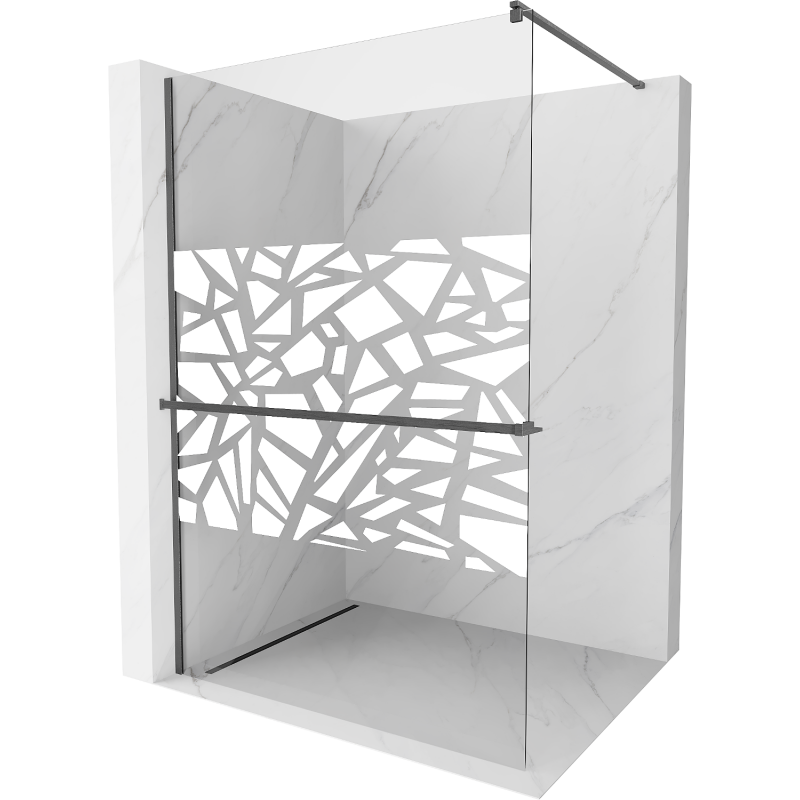 Mexen Kioto+ Duschwand mit Regal Walk-in 80 x 200 cm, weißes Muster, gun gray gebürstet - 800-080-121-66-85