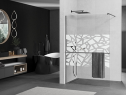 Mexen Kioto+ Duschwand mit Regal Walk-in 80 x 200 cm, weißes Muster, gun gray gebürstet - 800-080-121-66-85