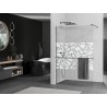 Mexen Kioto+ Duschwand mit Ablage Walk-in 100 x 200 cm, weißes Muster, gebürstetes Gun Gray - 800-100-121-66-85