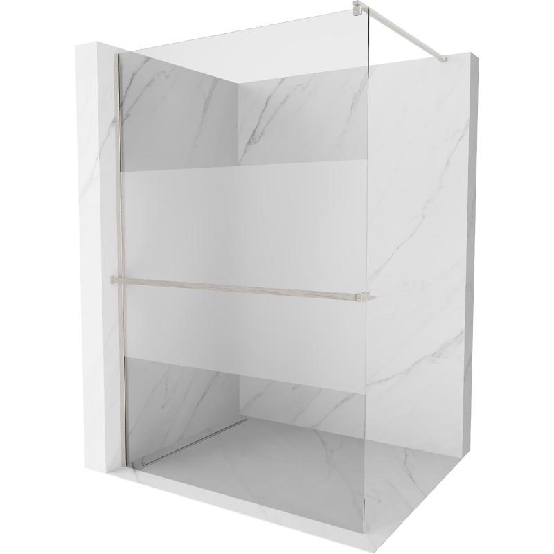 Mexen Kioto+ Duschwand mit Ablage Walk-in 70 x 200 cm, transparent/matt, gebürsteter Nickel - 800-070-121-97-35