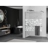 Mexen Kioto+ Duschwand mit Ablage Walk-in 90 x 200 cm, weißes Muster, Gun Metal - 800-090-121-95-85