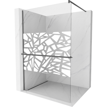 Mexen Kioto+ Duschwand mit Ablage Walk-in 100 x 200 cm, weißes Muster, Gun Metal - 800-100-121-95-85