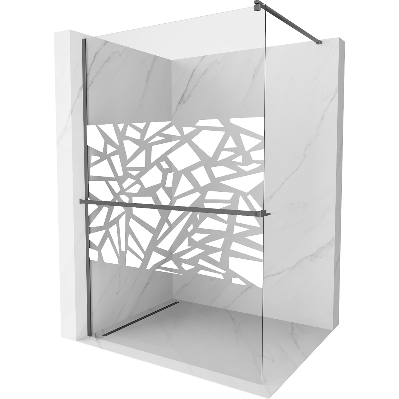 Mexen Kioto+ Duschwand mit Ablage Walk-in 120 x 200 cm, weißes Muster, Gun Metal - 800-120-121-95-85
