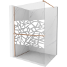Mexen Kioto+ Duschwand mit Regal Walk-in 70 x 200 cm, weißes Muster, gebürstetes Kupfer - 800-070-121-65-85