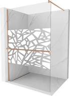 Mexen Kioto+ Duschwand mit Regal Walk-in 140 x 200 cm, weißes Muster, gebürstetes Kupfer - 800-140-121-65-85