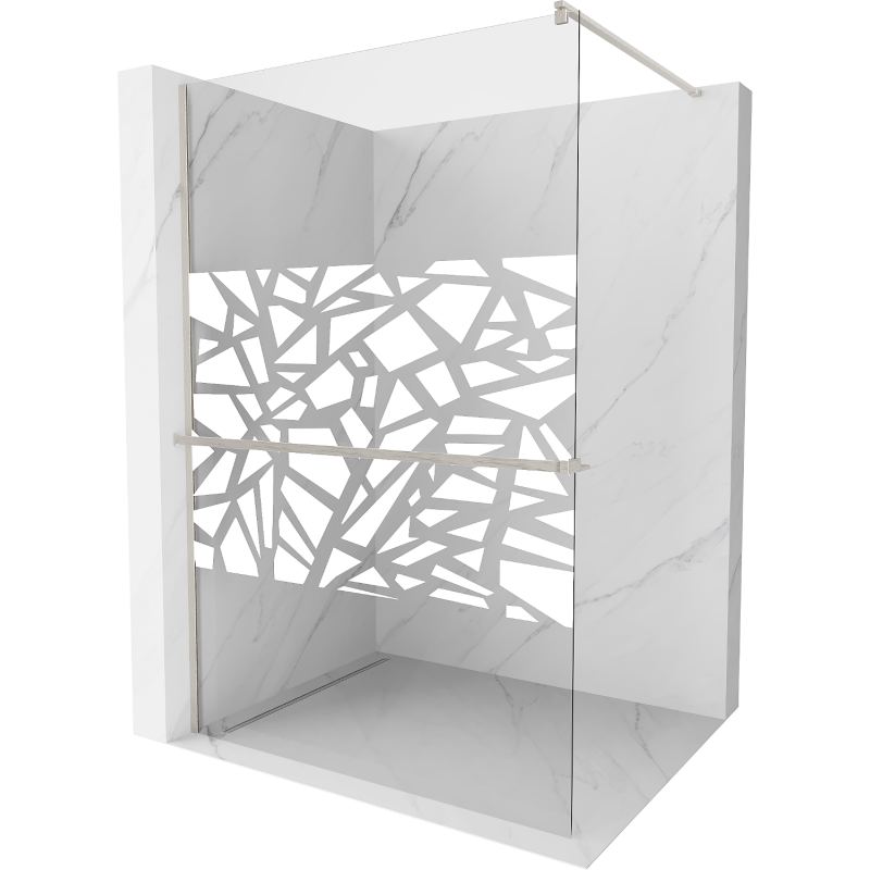 Mexen Kioto+ Duschwand mit Regal Walk-in 140 x 200 cm, weißes Muster, gebürsteter Nickel - 800-140-121-97-85
