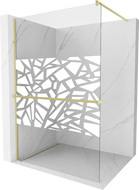 Mexen Kioto+ Duschwand mit Ablage Walk-in 100 x 200 cm, weißes Muster, gebürstetes Gold - 800-100-121-55-85