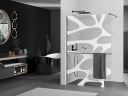 Mexen Kioto+ Duschwand mit Ablage Walk-in 70 x 200 cm, weiße Welle, gun gray gebürstet - 800-070-121-66-97