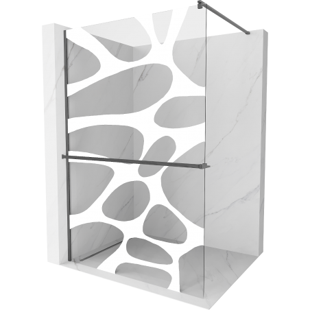 Mexen Kioto+ Duschwand mit Ablage Walk-in 70 x 200 cm, weiße Welle, gun gray gebürstet - 800-070-121-66-97