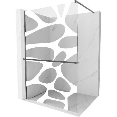 Mexen Kioto+ Duschwand mit Regal Walk-in 80 x 200 cm, weiße Welle, gun gray gebürstet - 800-080-121-66-97