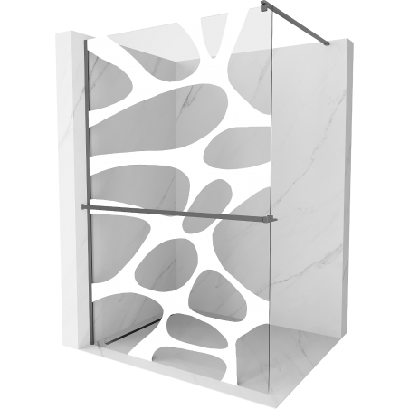 Mexen Kioto+ Duschwand mit Regal Walk-in 80 x 200 cm, weiße Welle, Gun-Metal - 800-080-121-95-97