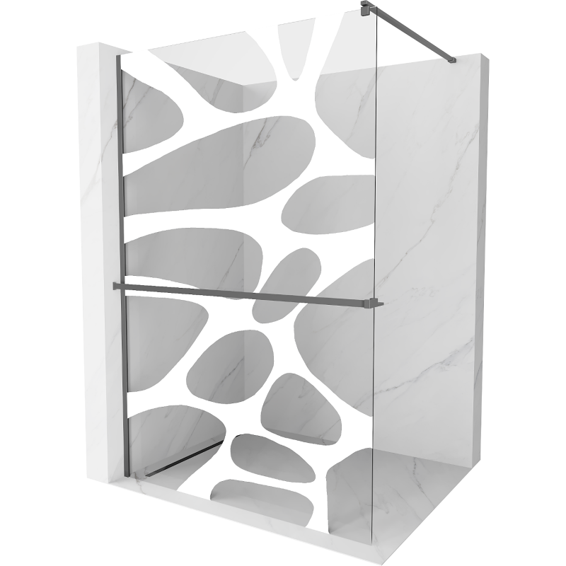 Mexen Kioto+ Duschwand mit Ablage Walk-in 110 x 200 cm, weiße Welle, Gun Metal - 800-110-121-95-97