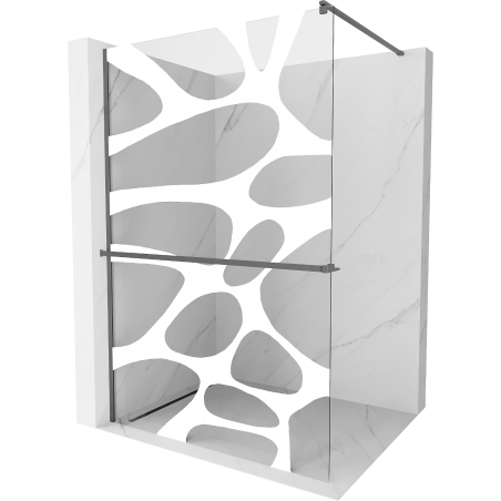 Mexen Kioto+ Duschwand mit Ablage Walk-in 110 x 200 cm, weiße Welle, Gun Metal - 800-110-121-95-97