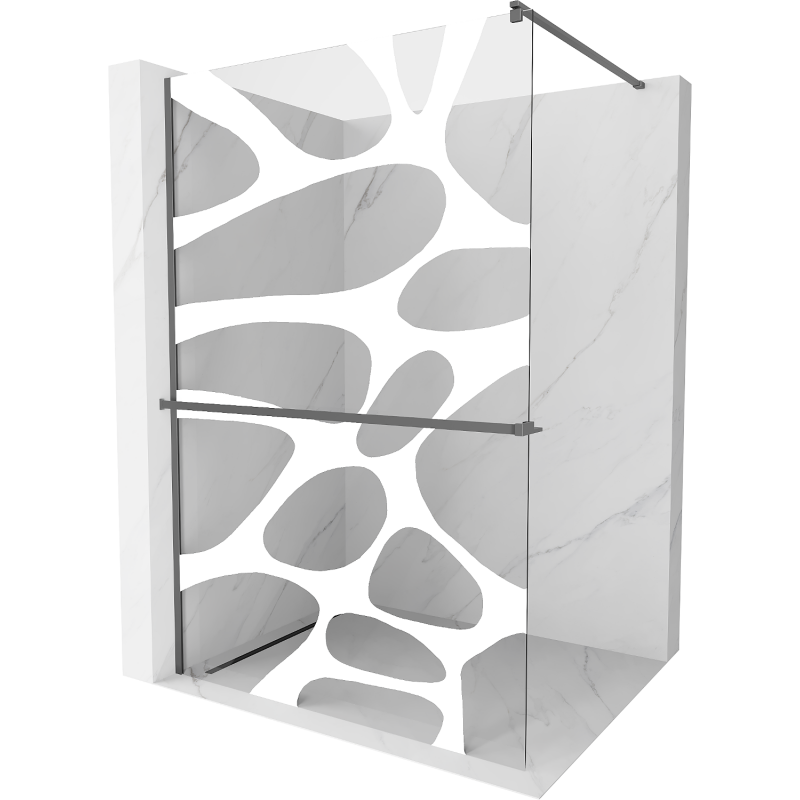 Mexen Kioto+ Duschwand mit Ablage Walk-in 120 x 200 cm, weiße Welle, Gun Metal - 800-120-121-95-97