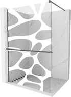 Mexen Kioto+ Duschwand mit Ablage Walk-in 120 x 200 cm, weiße Welle, Gun Metal - 800-120-121-95-97