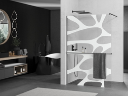 Mexen Kioto+ Duschwand mit Ablage Walk-in 120 x 200 cm, weiße Welle, Gun Metal - 800-120-121-95-97