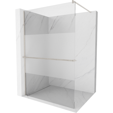 Mexen Kioto+ Duschwand mit Ablage Walk-in 110 x 200 cm, transparent/matt, gebürsteter Nickel - 800-110-121-97-35