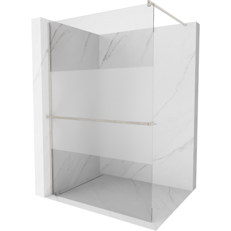 Mexen Kioto+ Duschwand mit Ablage Walk-in 140 x 200 cm, transparent/gefrostet, gebürsteter Nickel - 800-140-121-97-35