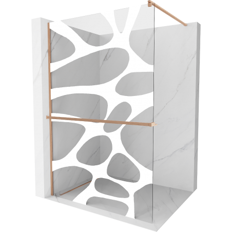 Mexen Kioto+ Duschwand mit Ablage Walk-in 70 x 200 cm, weiße Welle, gebürstetes Kupfer - 800-070-121-65-97