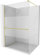 Mexen Kioto+ Duschwand mit Ablage Walk-in 80 x 200 cm, transparent/gefroren, gebürstetes Gold - 800-080-121-55-35