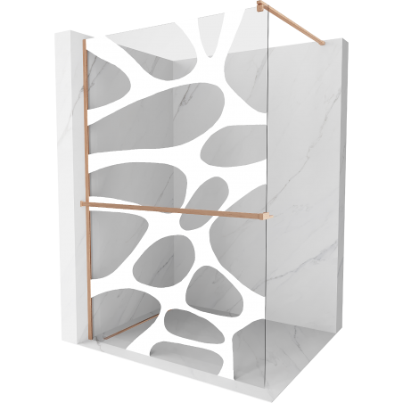 Mexen Kioto+ Duschwand mit Ablage Walk-in 110 x 200 cm, weiße Welle, gebürstetes Kupfer - 800-110-121-65-97