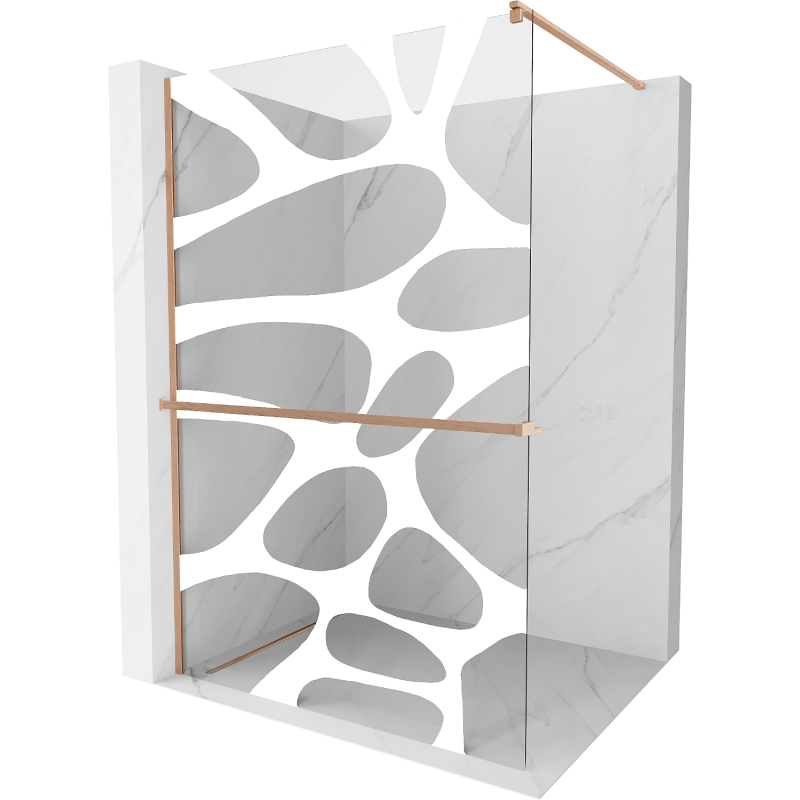Mexen Kioto+ Duschwand mit Regal Walk-in 130 x 200 cm, weiße Welle, gebürstetes Kupfer - 800-130-121-65-97