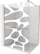 Mexen Kioto+ Duschwand mit Regal Walk-in 130 x 200 cm, weiße Welle, gebürstetes Kupfer - 800-130-121-65-97