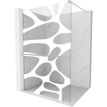 Mexen Kioto+ Duschwand mit Ablage Walk-in 100 x 200 cm, weiße Welle, gebürsteter Nickel - 800-100-121-97-97