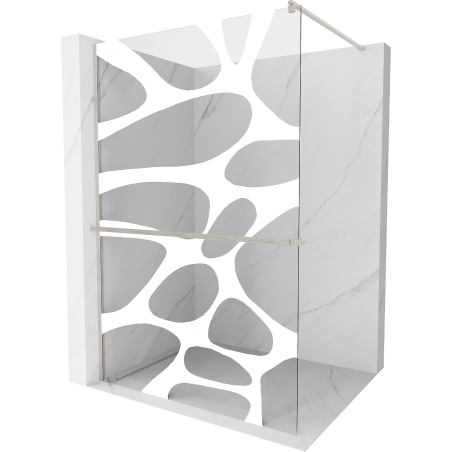 Mexen Kioto+ Duschwand mit Ablage Walk-in 110 x 200 cm, weiße Welle, gebürsteter Nickel - 800-110-121-97-97