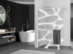 Mexen Kioto+ Duschwand mit Regal Walk-in 130 x 200 cm, weiße Welle, gebürsteter Nickel - 800-130-121-97-97