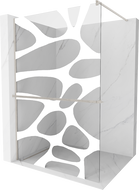 Mexen Kioto+ Duschwand mit Regal Walk-in 130 x 200 cm, weiße Welle, gebürsteter Nickel - 800-130-121-97-97