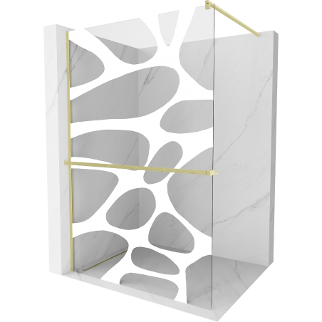 Mexen Kioto+ Duschwand mit Ablage Walk-in 80 x 200 cm, weiße Welle, gebürstetes Gold - 800-080-121-55-97