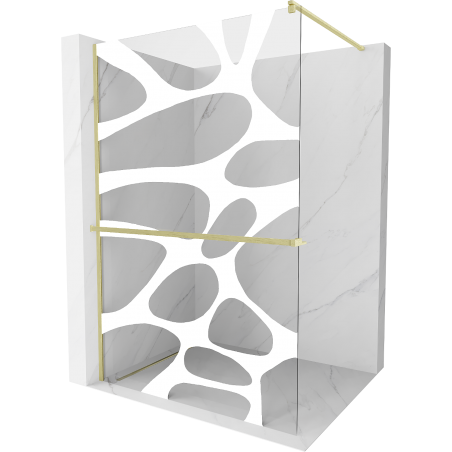 Mexen Kioto+ Duschwand mit Ablage Walk-in 120 x 200 cm, weiße Welle, gebürstetes Gold - 800-120-121-55-97