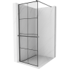 Mexen Kioto+ Duschwand mit Ablage Walk-in 70 x 200 cm, schwarzes Gitter, gun grau gebürstet - 800-070-121-66-77