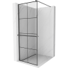 Mexen Kioto+ Duschwand mit Regal Walk-in 80 x 200 cm, schwarzes Gitter, gebürstetes Gun Gray - 800-080-121-66-77