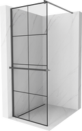 Mexen Kioto+ Duschwand mit Regal Walk-in 80 x 200 cm, schwarzes Gitter, gebürstetes Gun Gray - 800-080-121-66-77
